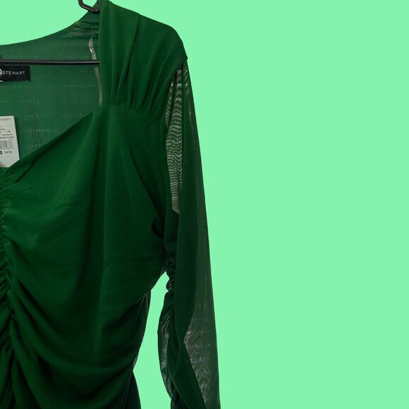 Ashley Stewart Ruche Sweetheart Mesh Top - Picture 4 of 6